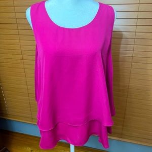 Stella Luce Flowy Layered hot Pink Sleeveless Blouse